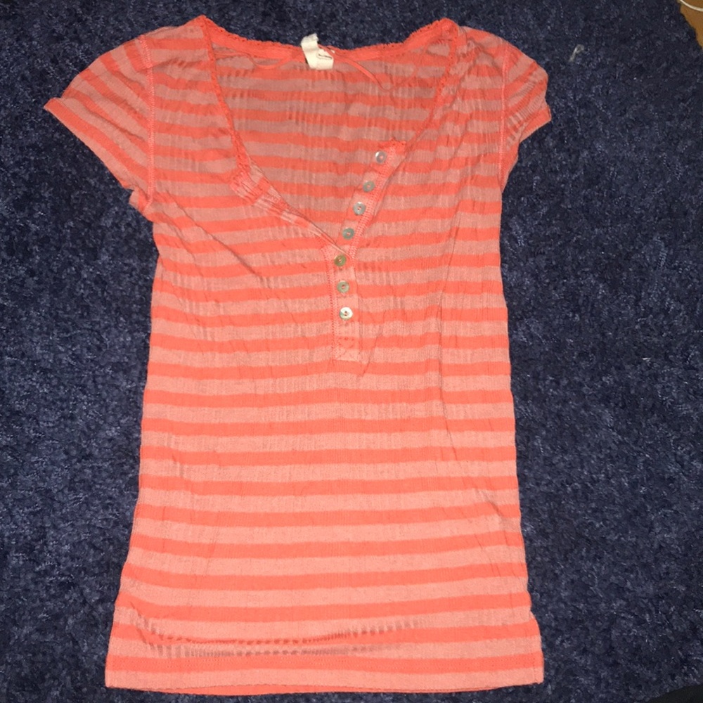 Free People Striped Orange Shirt